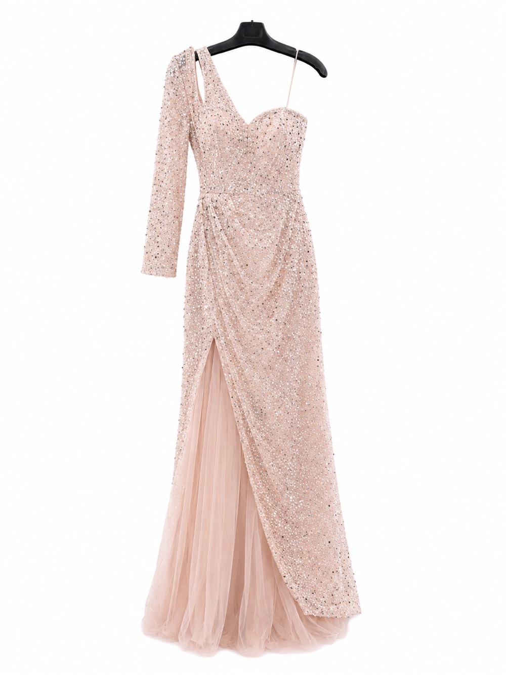 Catwalk 60124 Pink One-Shoulder Sequin Evening Dress